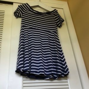 White House Black Market Striped Off the Shoulder Short Dress
